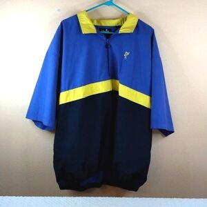 Ashworth Weather Systems XXL Golf Jacket Blue Yellow Air Vents Pull Over